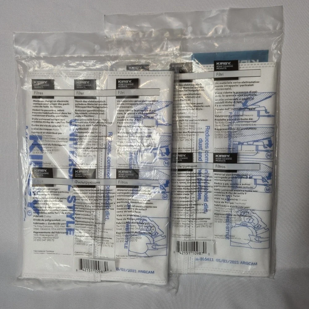 Kirby Micron Magic Filter Bags 2-Pk (4 Bags) for F-Style & Twist Style 205811